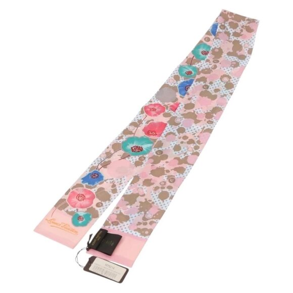 LOUIS VUITTON Bando Retro Flower Scarf Silk Pink Beige M75214 LV Auth am9452 - Picture 8 of 14